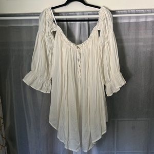 White, off-the-shoulder, peasant blouse